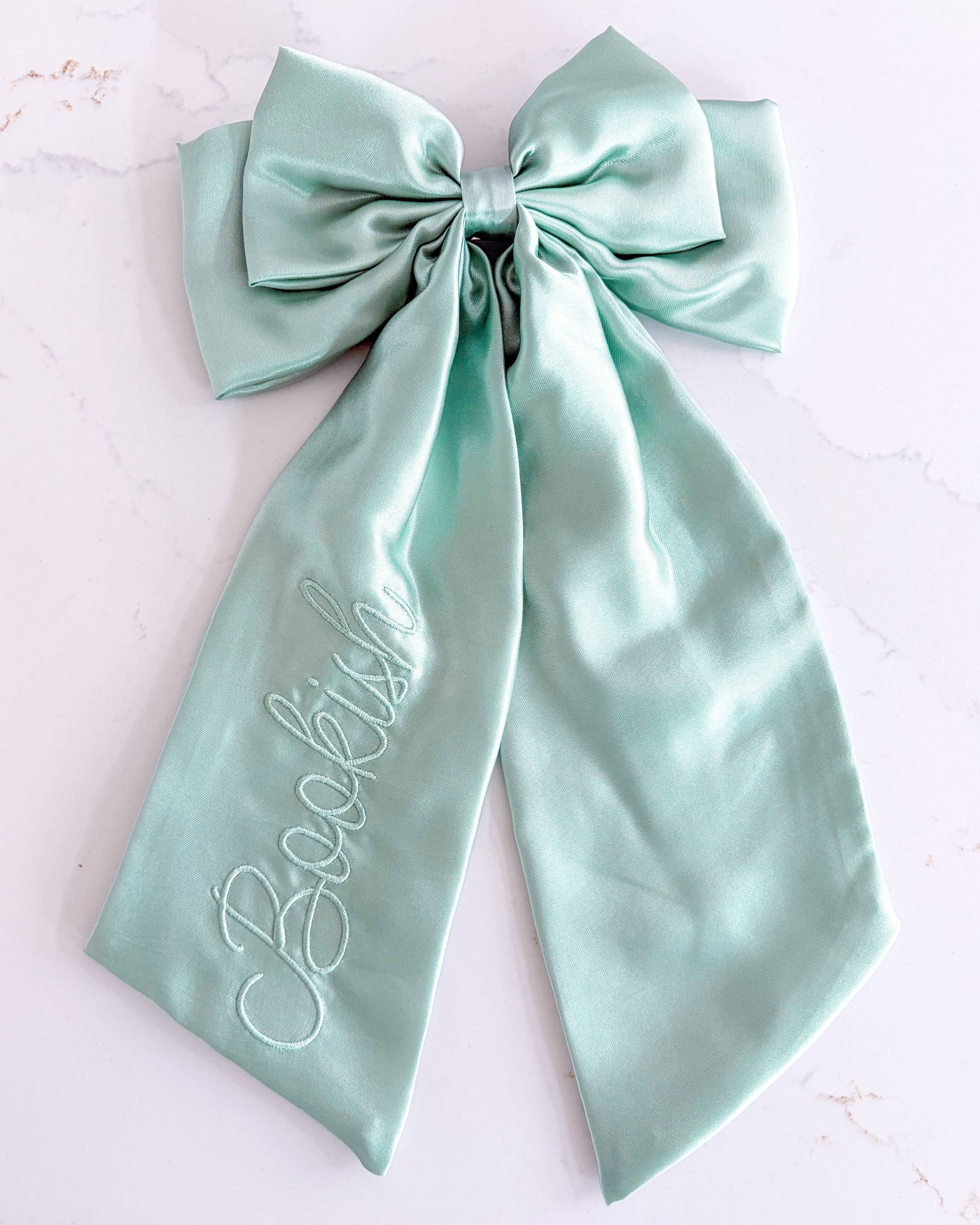 Bookish Hair Bow Clip | Embroidered Satin Bow - Image 5