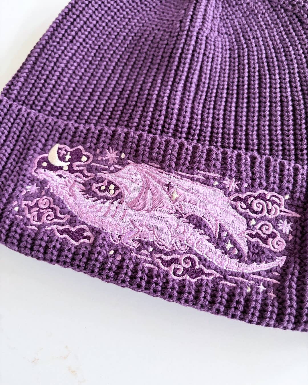 Dragon Embroidered Rib Knit Beanie Hat | Fantasy Clothing - Image 5
