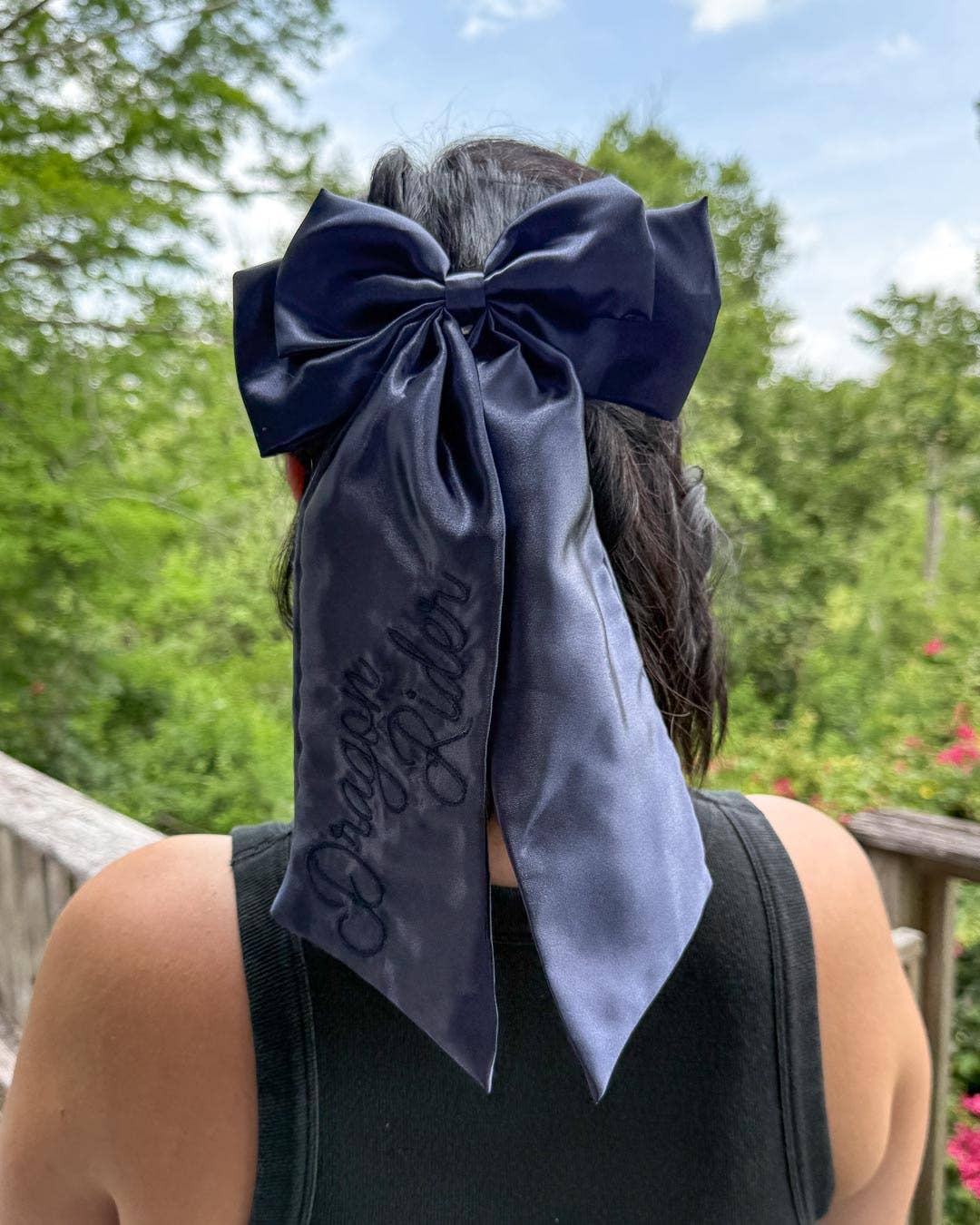 Dragon Rider Hair Bow Clip | Embroidered Satin Bow | Bookish - Image 2
