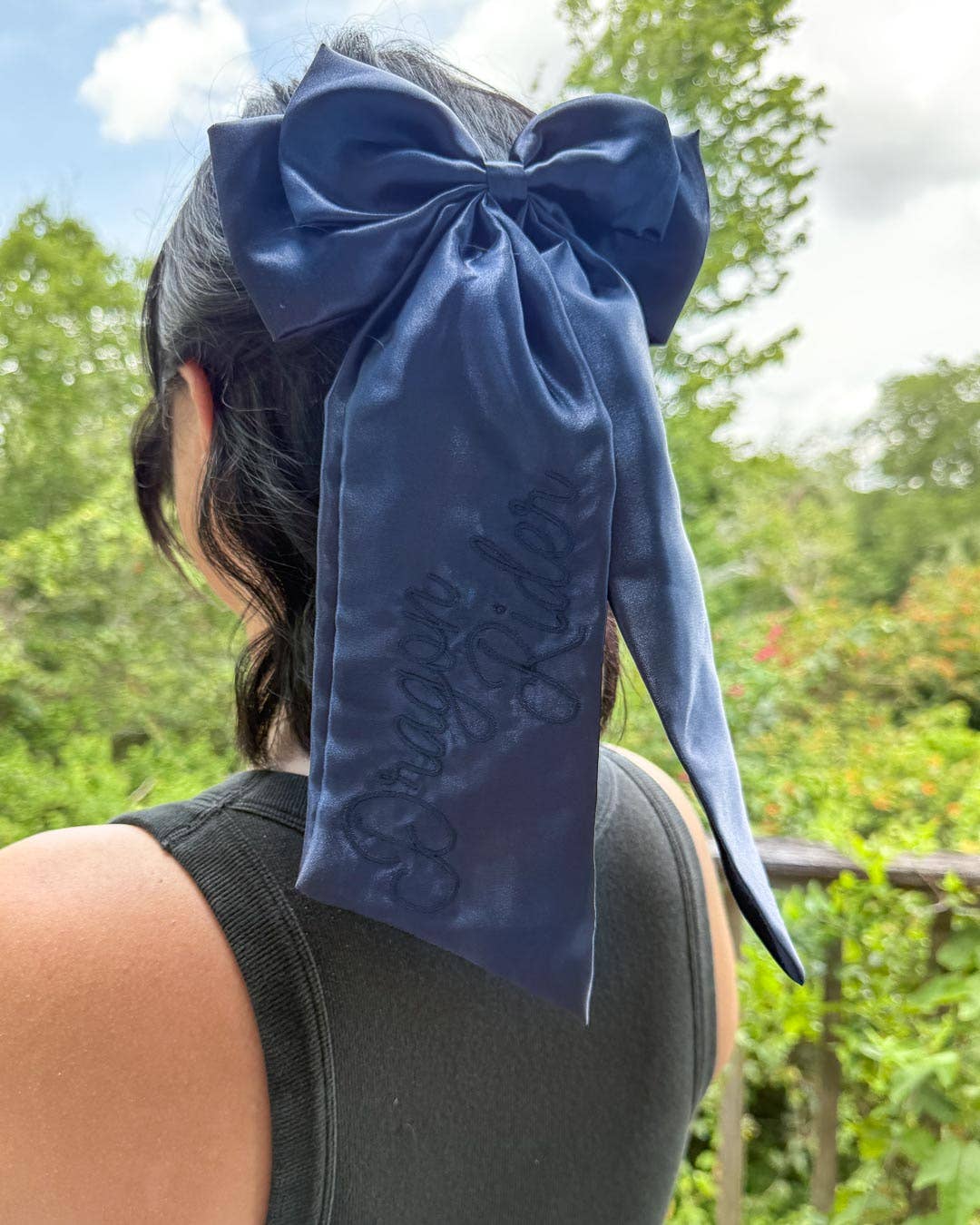 Dragon Rider Hair Bow Clip | Embroidered Satin Bow | Bookish - Image 4