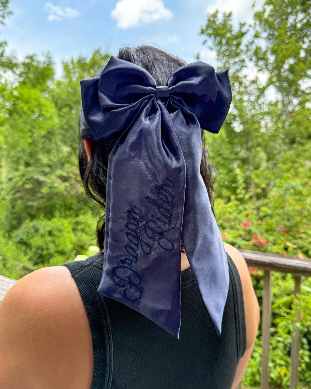 Dragon Rider Hair Bow Clip | Embroidered Satin Bow | Bookish - Image 6