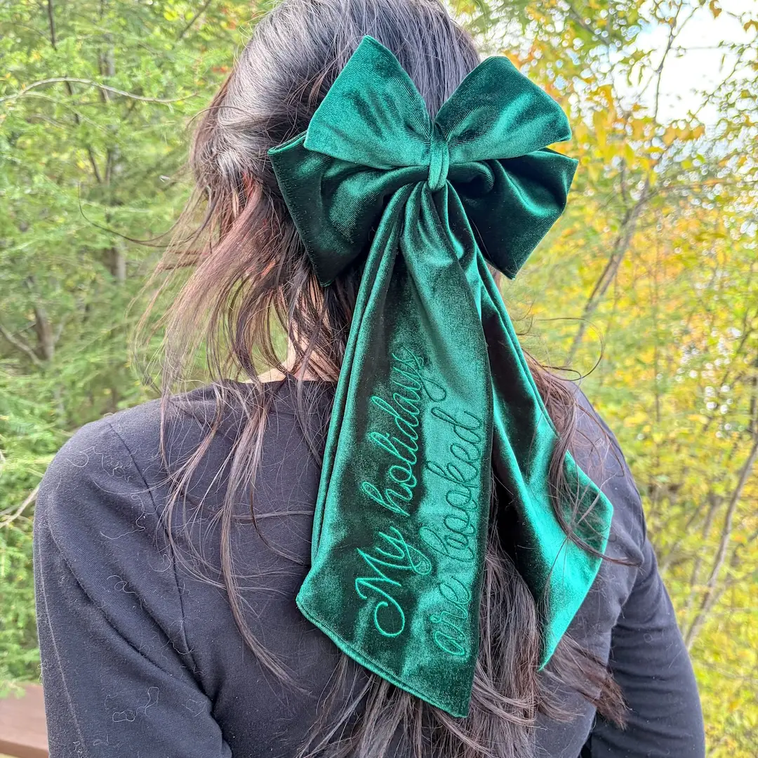 Holidays Are Booked Velvet Bow | Bookish Hair Accessory - Image 3