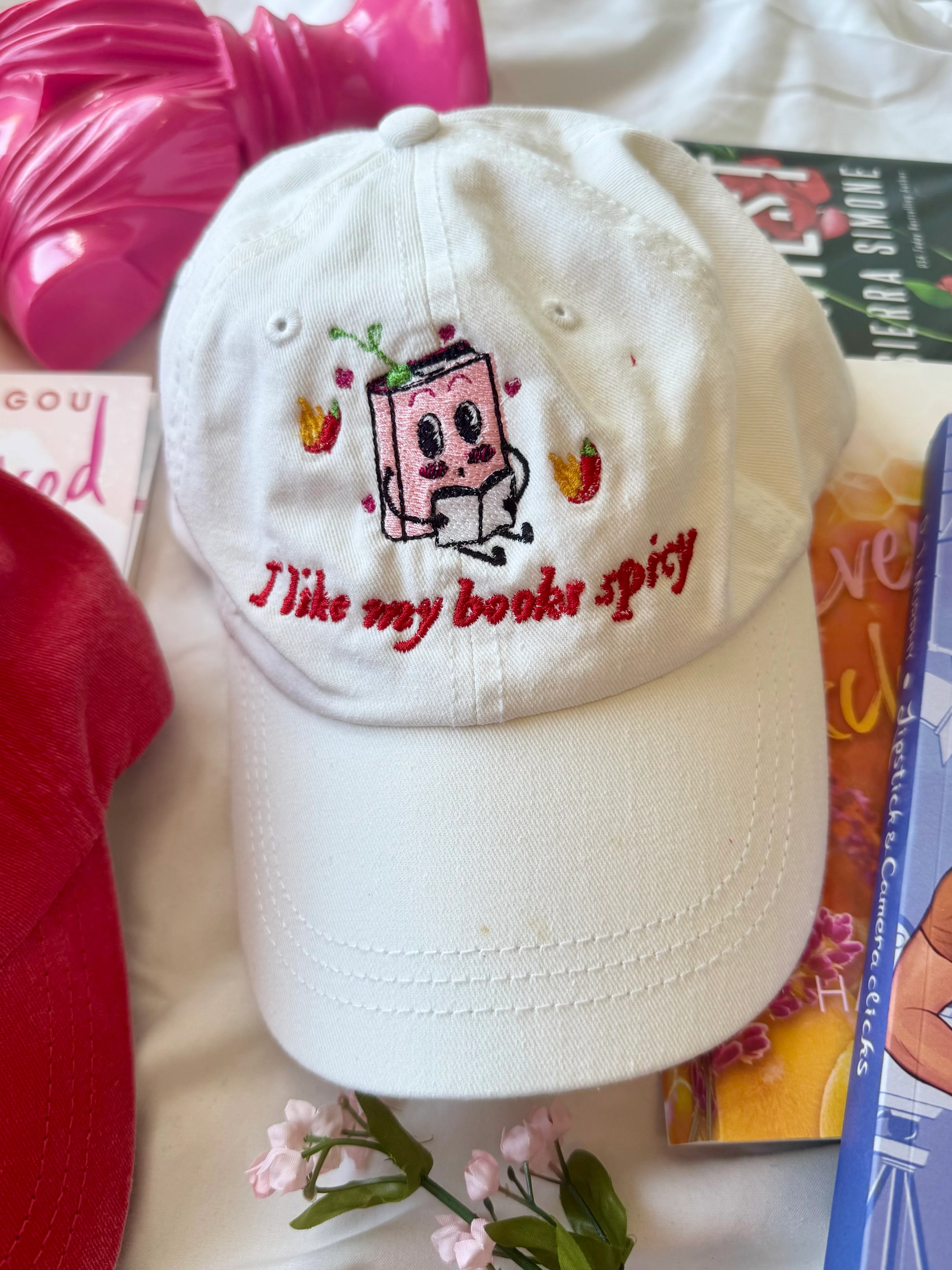 'I like my books spicy' Embroidered Hat - Image 2