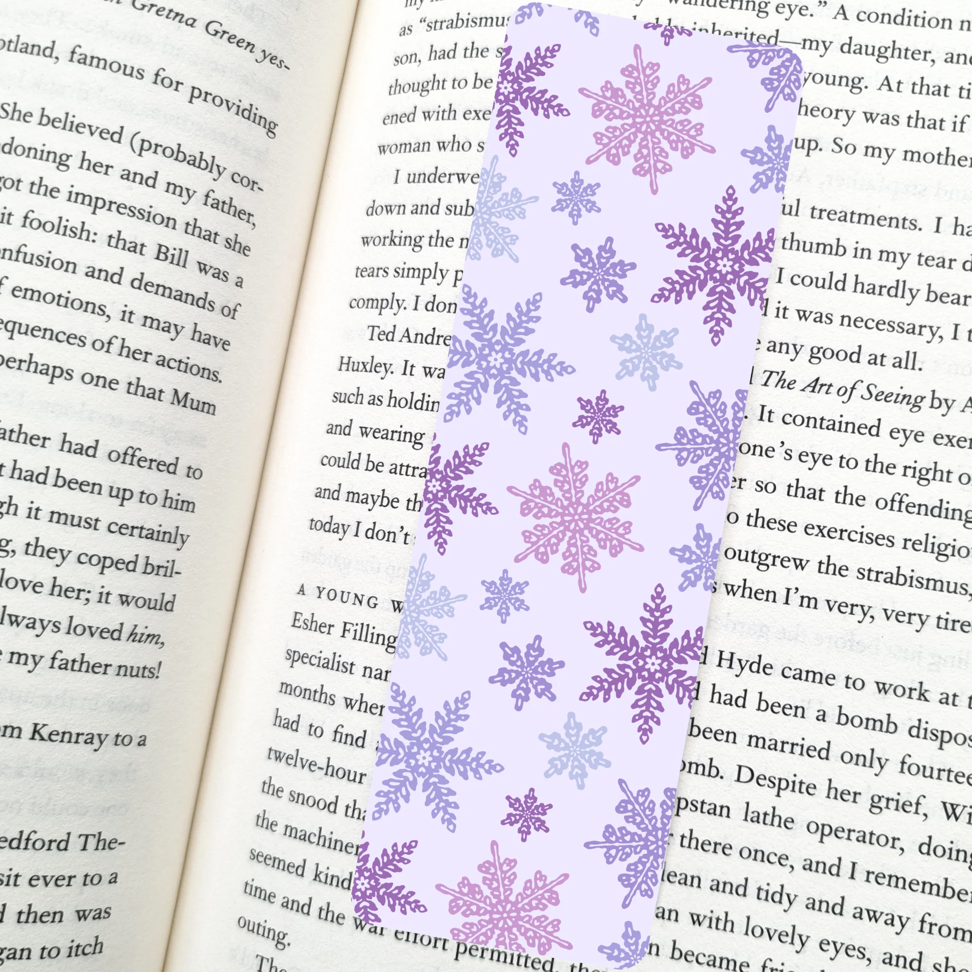 Lavender Snowflake Bookmark | Soft Matte Laminated