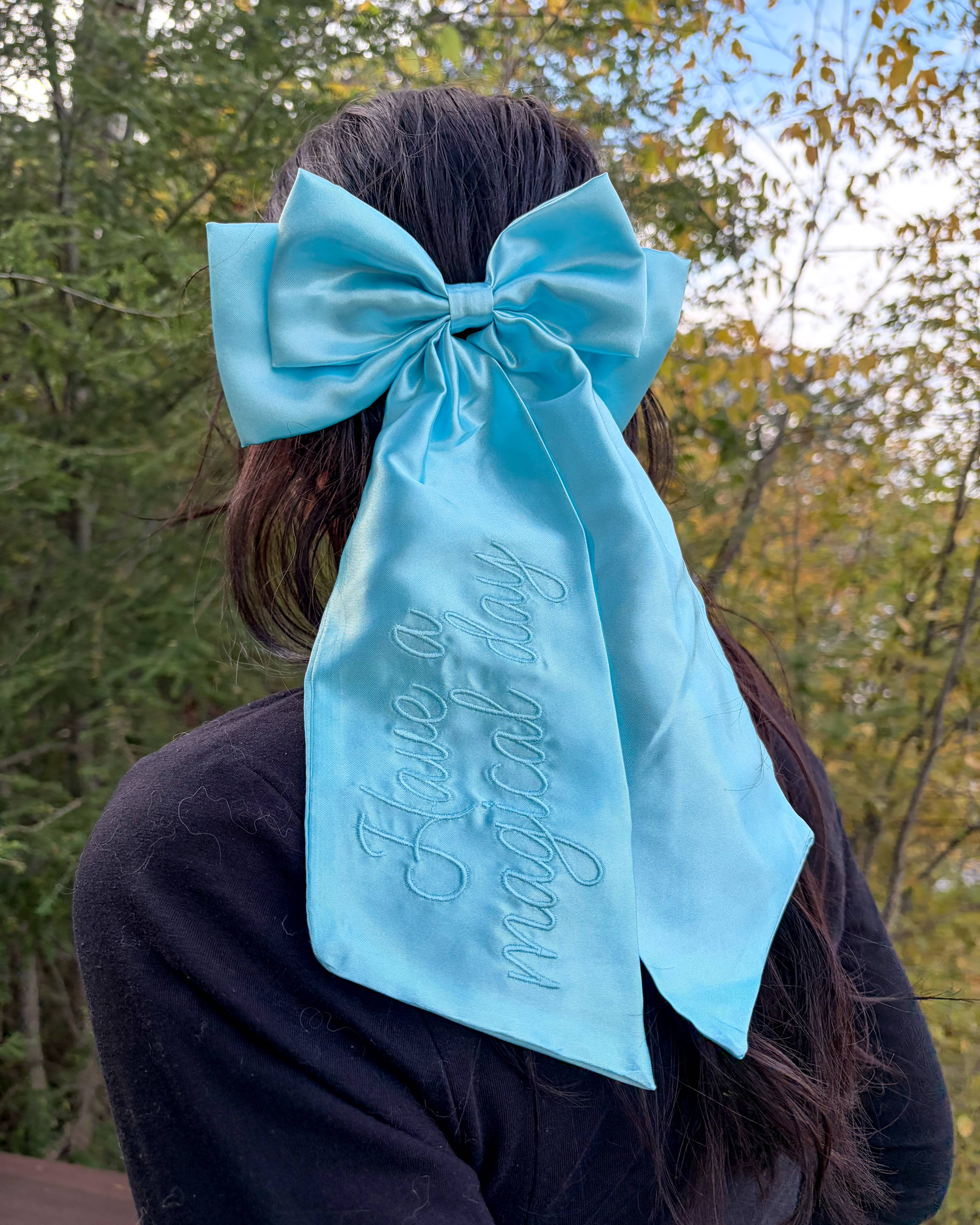 Magical Day Satin Hair Bow Clip | Embroidered Accessory - Image 2