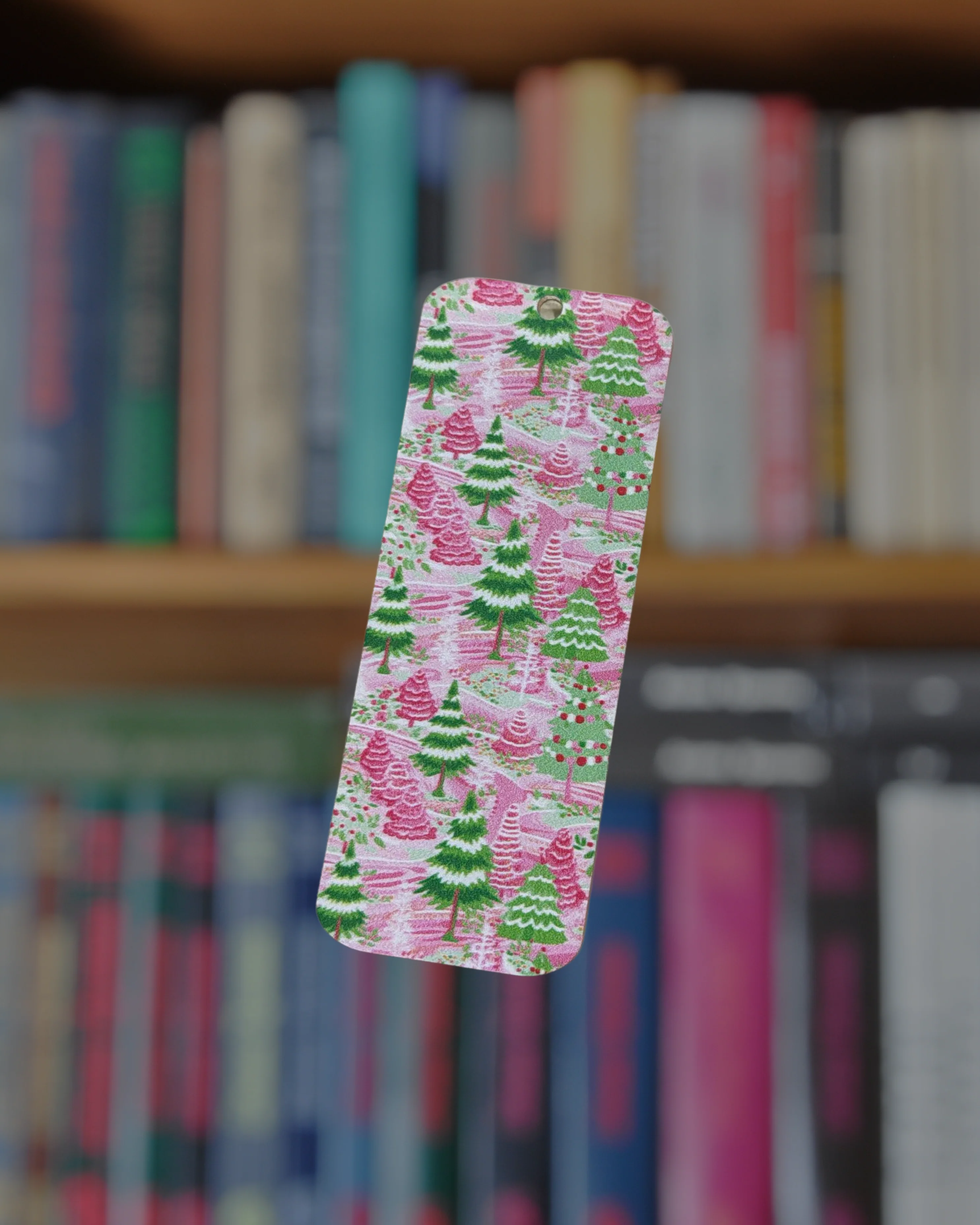Pink Christmas Trees Acrylic Mini Bookmark - Image 2