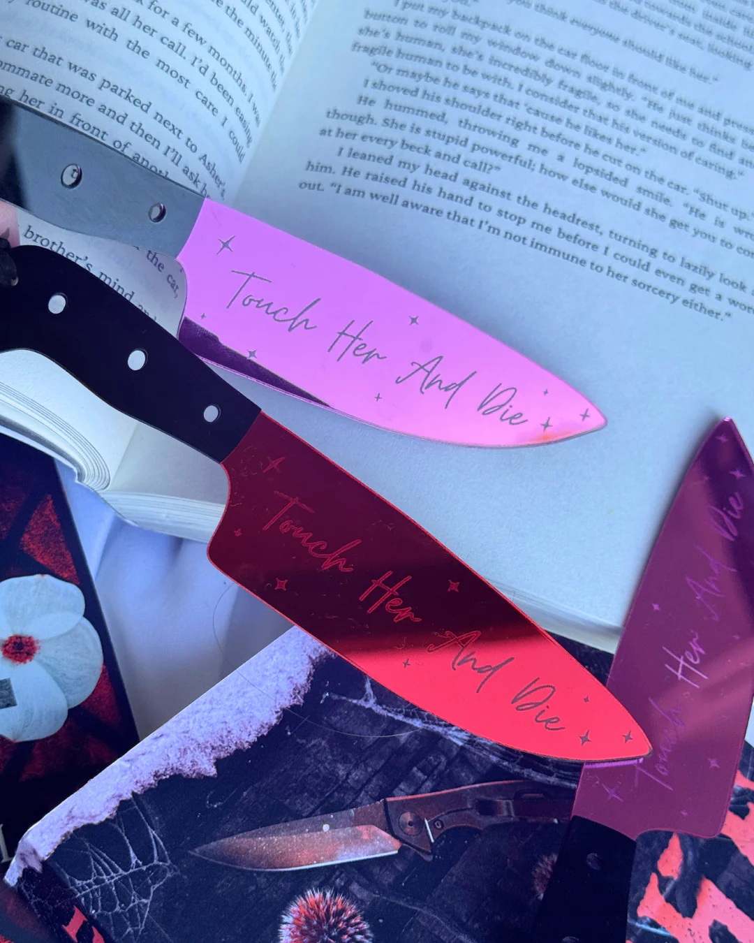 Touch Her And Die - Mirrored Knife Bookmark - Image 2
